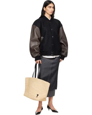 AMI Paris Natural Raffia Ami de Coeur トートバッグ - サムネイル4