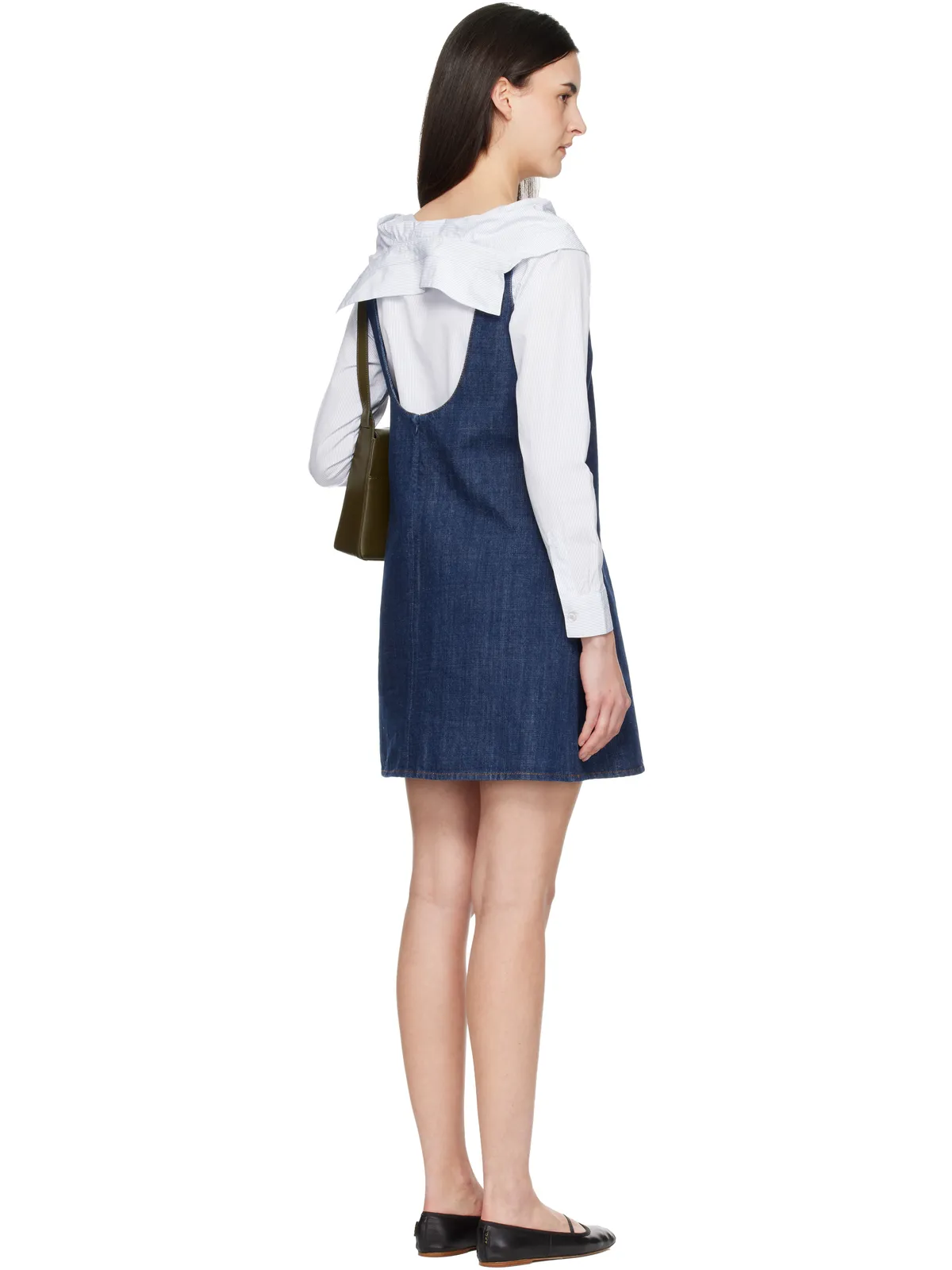 AMI Paris Cotton Short Strapped デニム ミニワンピース - 画像3