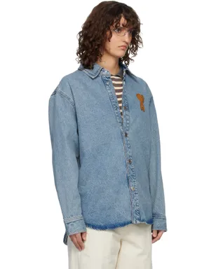 AMI Paris Ami de Coeur コットンニット デニム オーバーシャツ - サムネイル2