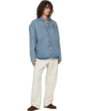 AMI Paris Ami de Coeur コットンニット デニム オーバーシャツ - サムネイル4