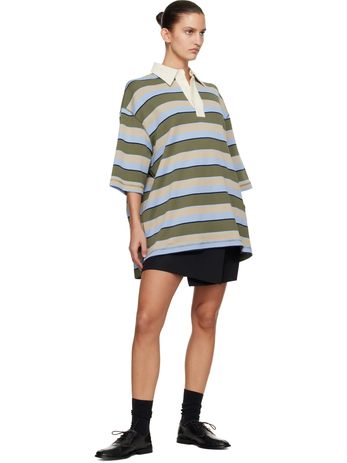 AMI Paris Cotton 'Ami Patch' ボーダー ポロシャツ - 画像4