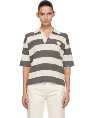 AMI Paris Cotton 'Ami De Coeur' ニットポロシャツ - サムネイル1