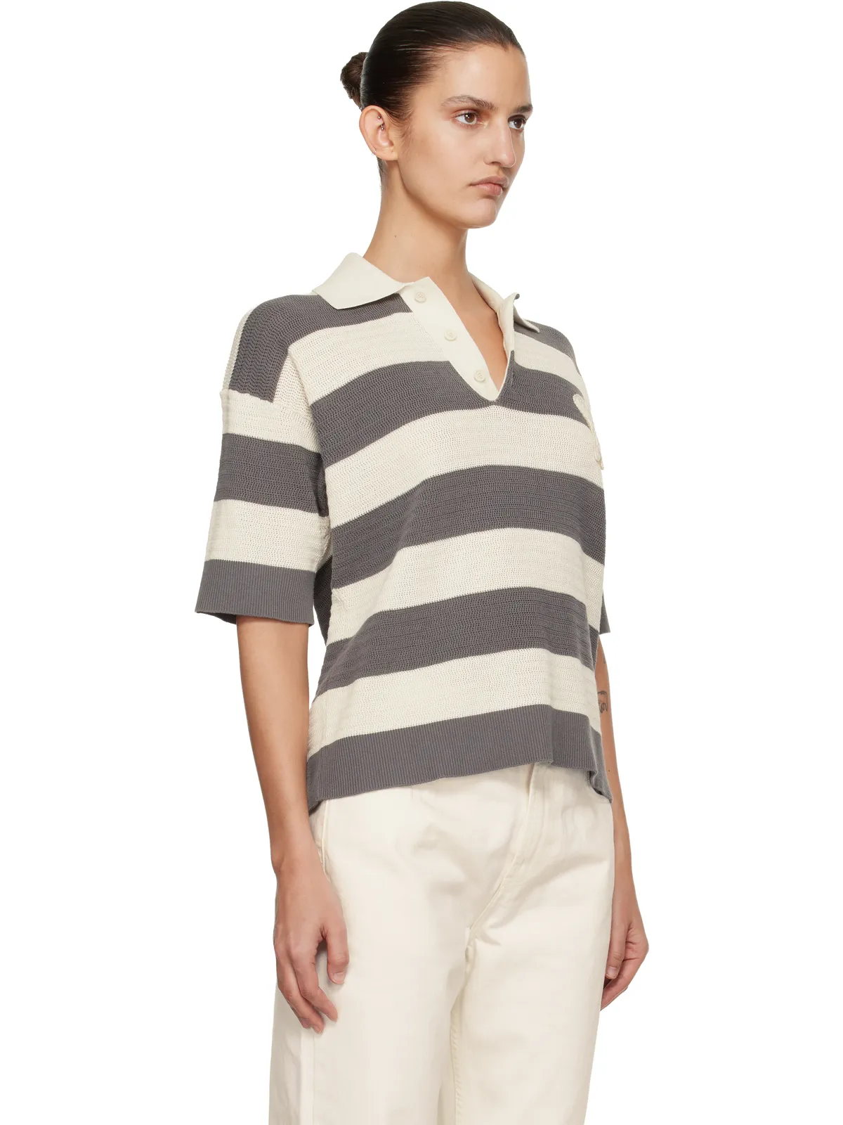 AMI Paris Cotton 'Ami De Coeur' ニットポロシャツ - 画像2