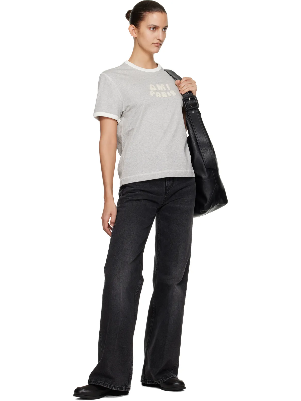 AMI Paris Cotton 'Ami Paris' ニット パッチ Tシャツ - 画像4