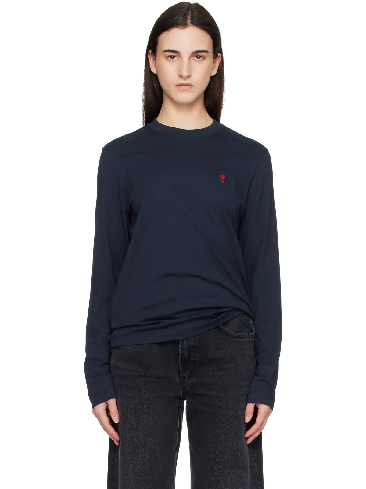 AMI Paris Ami de Coeur コットン 長袖Tシャツ - 画像1