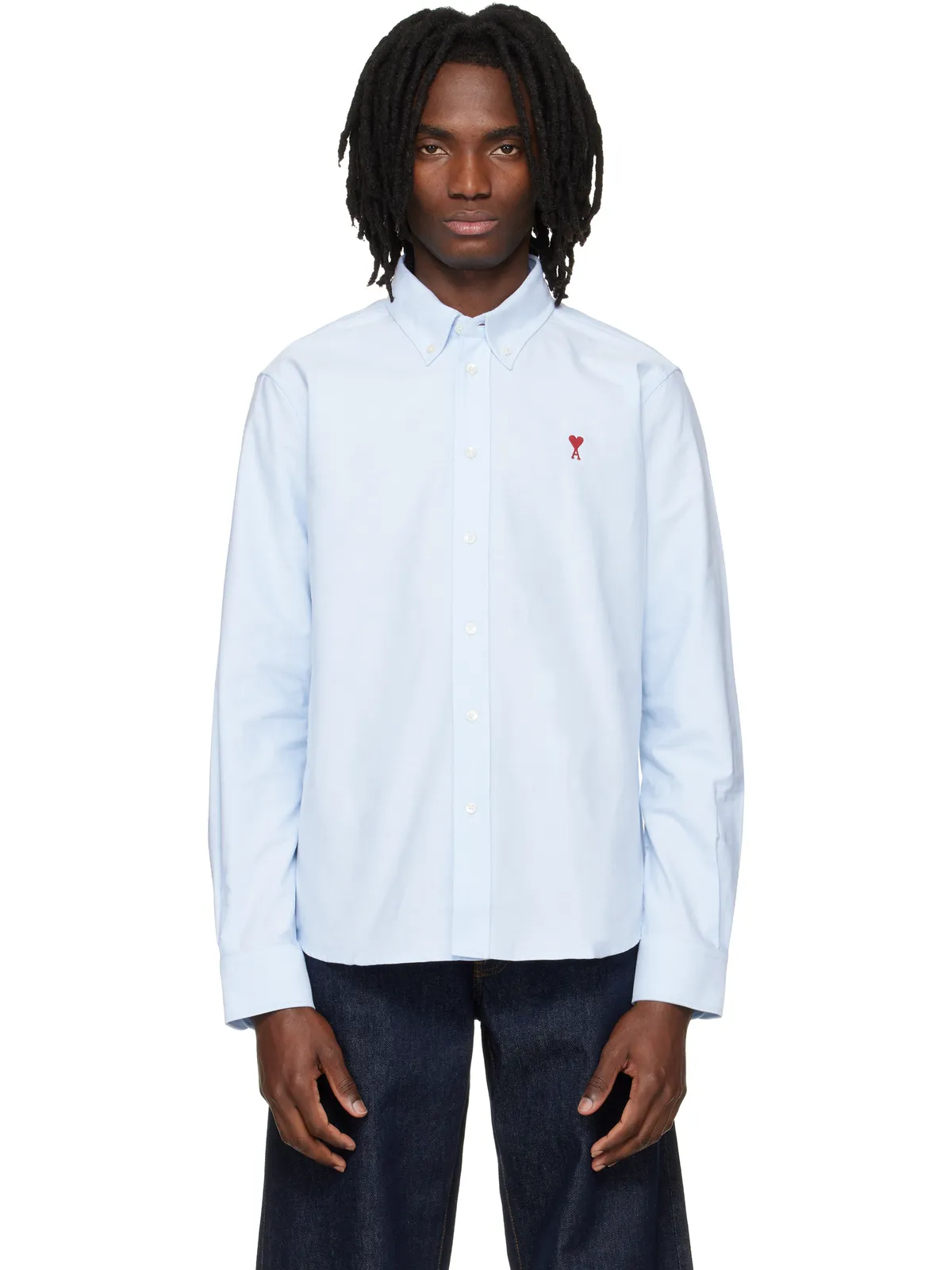 AMI Paris Classic Embroidered ADC ボタンダウンカラー 長袖シャツ - 画像1