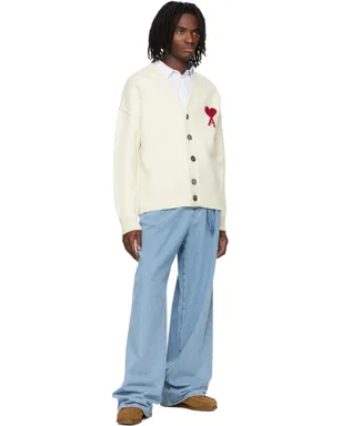 AMI Paris Contrasted Ami de Coeur ウール カーディガン - サムネイル4