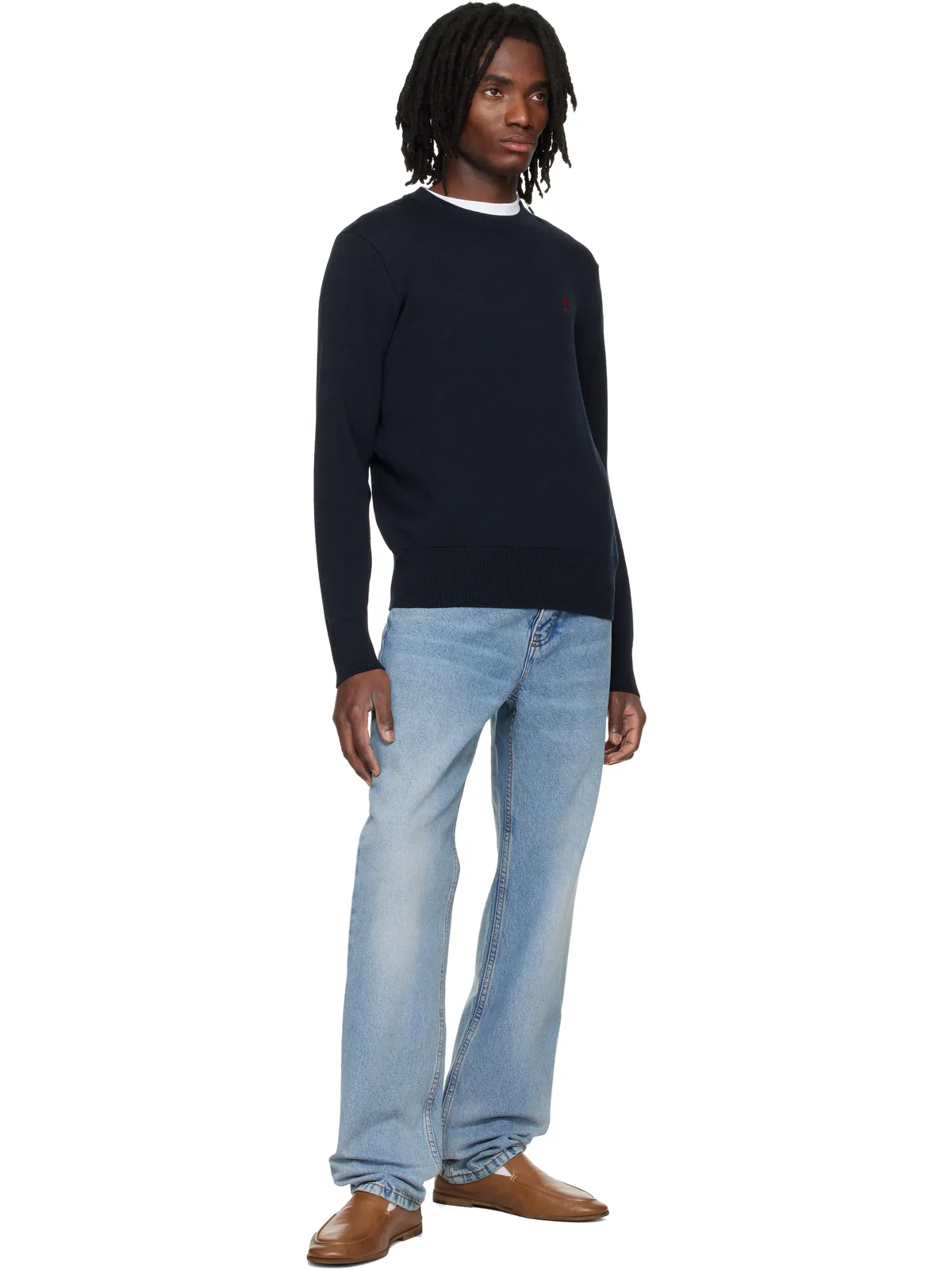 AMI Paris Contrasted Ami de Coeur ウール クルーネックセーター - 画像4