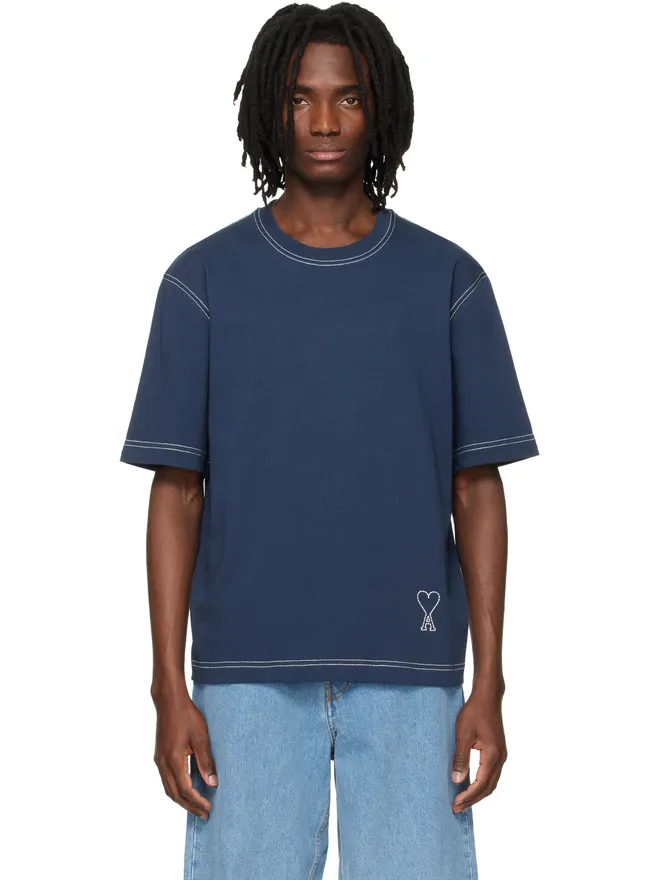 AMI Paris AMI Paris Topstitched Ami de Coeur ボクシーフィット Tシャツの商品画像