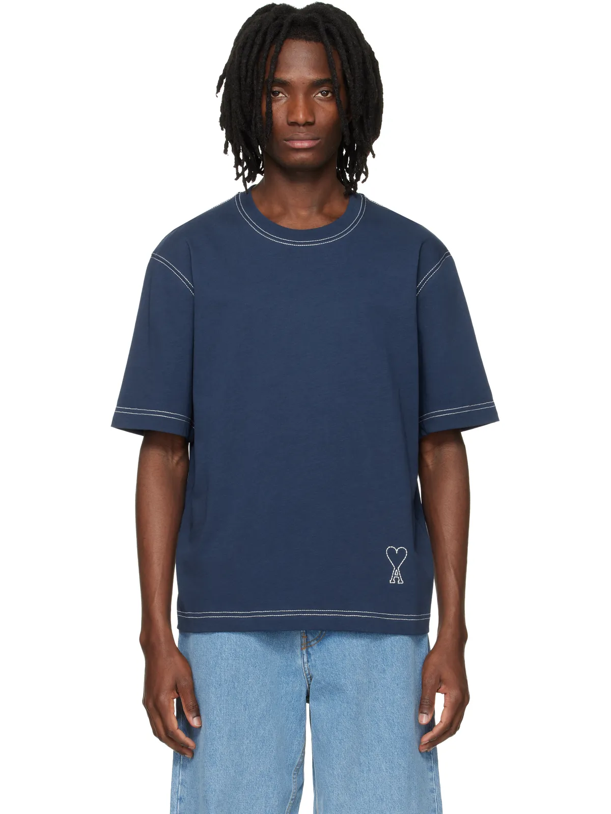AMI Paris Topstitched Ami de Coeur ボクシーフィット Tシャツ - 画像1