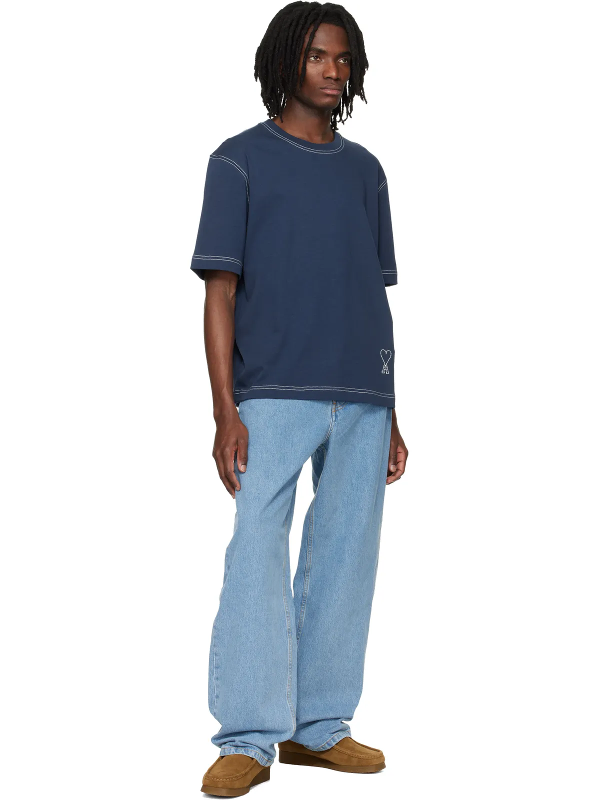 AMI Paris Topstitched Ami de Coeur ボクシーフィット Tシャツ - 画像4