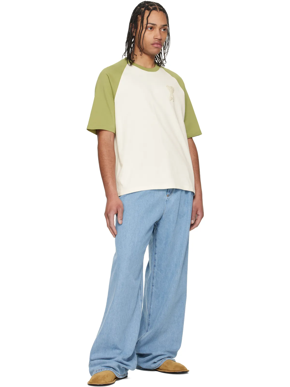 AMI Paris Cotton Ami de Coeur Knitted パッチ Tシャツ - 画像4