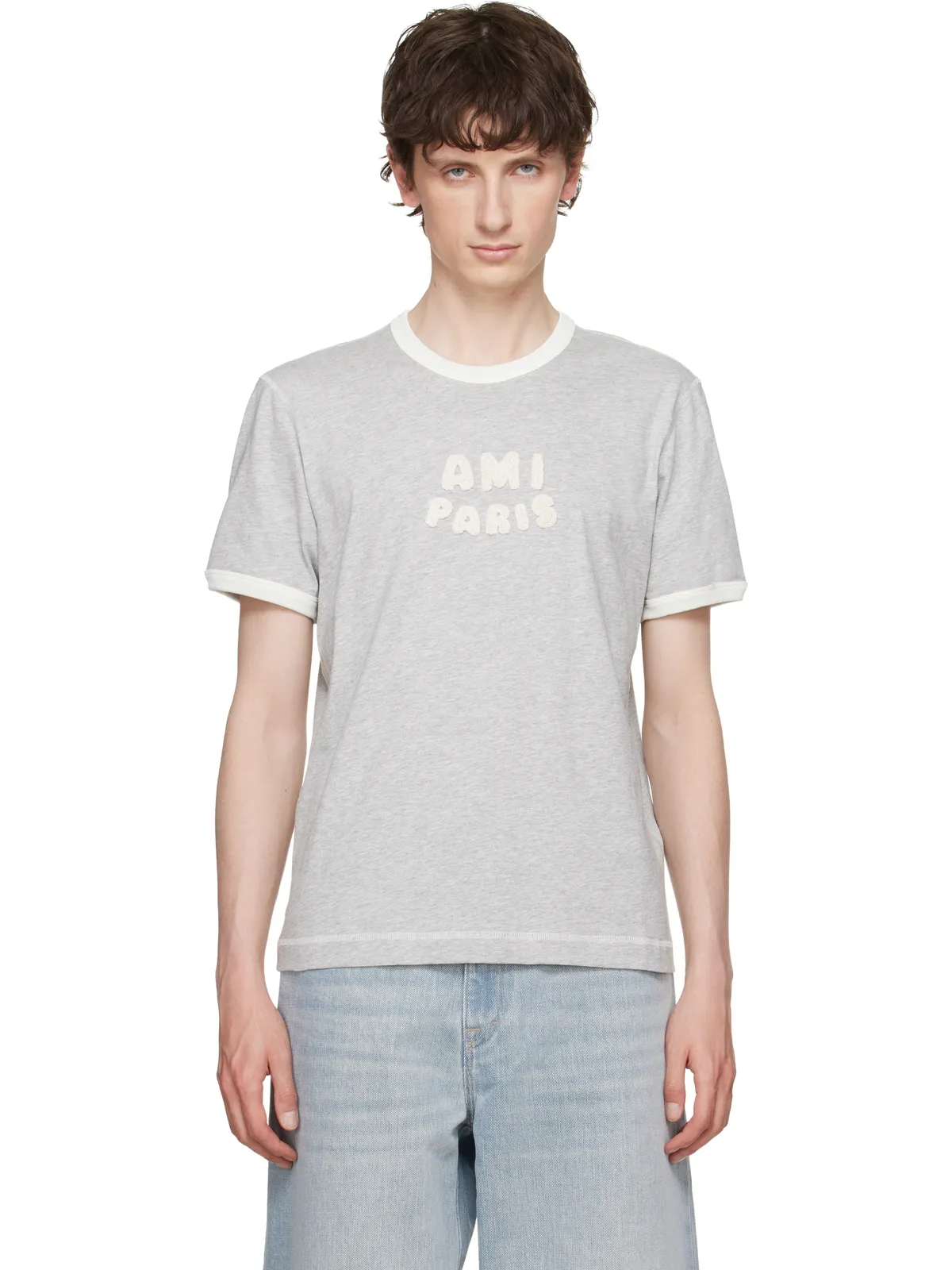 AMI Paris Cotton 'Ami Paris' ニット パッチ Tシャツ - 画像1