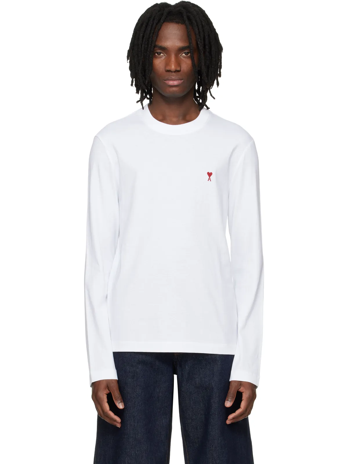 AMI Paris Red Ami de Coeur コットン 長袖Tシャツ - 画像1