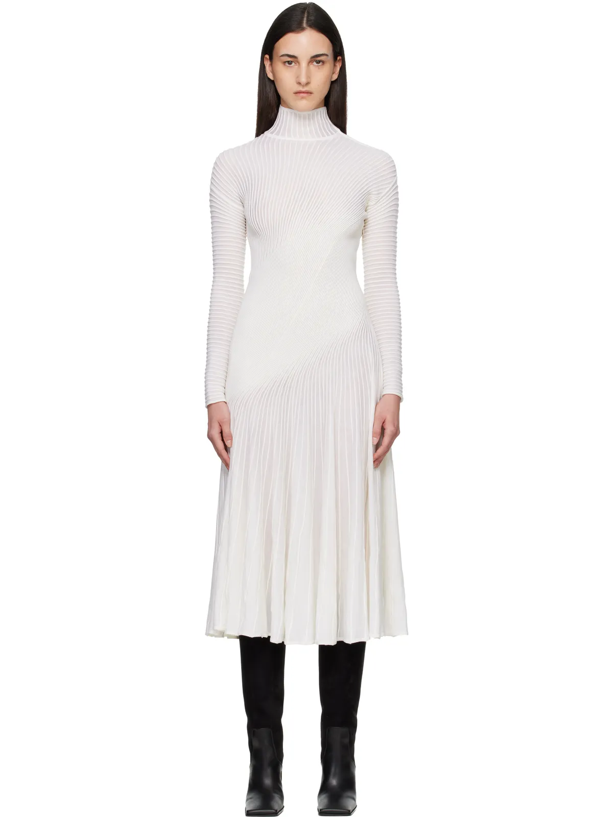 ALAÏA Twisted Fine Wool ミディアムワンピース - 画像1