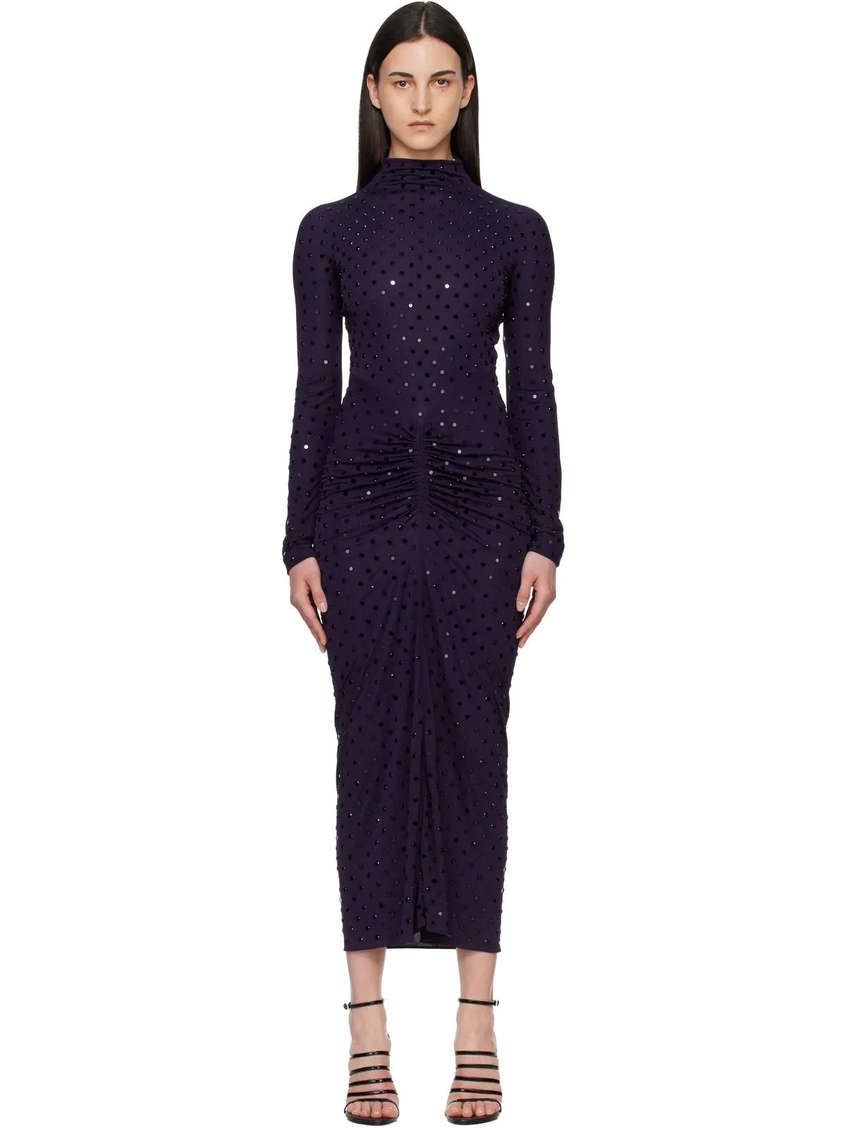 ALAÏA Draped Fluid Strass Jersey マキシワンピース - 画像1