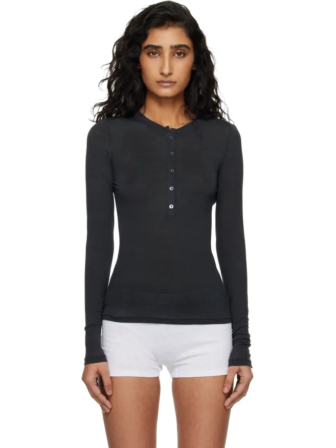 SKIMS SKIMS Sheer Modal クルーネック ヘンリーネックTシャツの商品画像