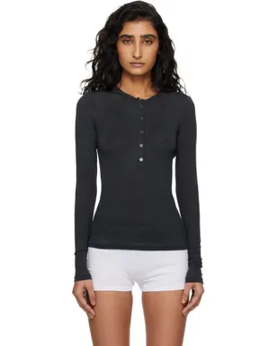 SKIMS Sheer Modal クルーネック ヘンリーネックTシャツ - サムネイル1