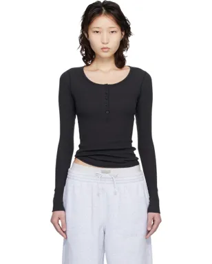 SKIMS Cotton Rib スクープネック ヘンリーネック Tシャツ - サムネイル1