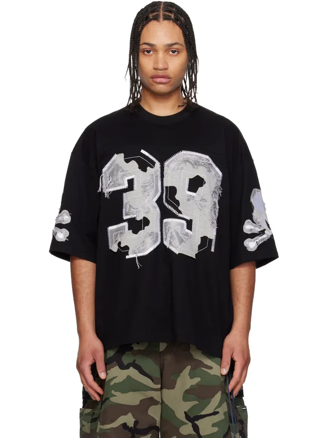 mastermind JAPAN mastermind JAPAN '39' Distressed Patch 五分袖Tシャツの商品画像
