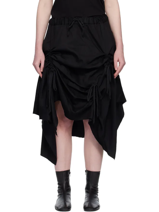 YOHJI YAMAMOTO YOHJI YAMAMOTO Gathered デニム ミディアムスカートの商品画像