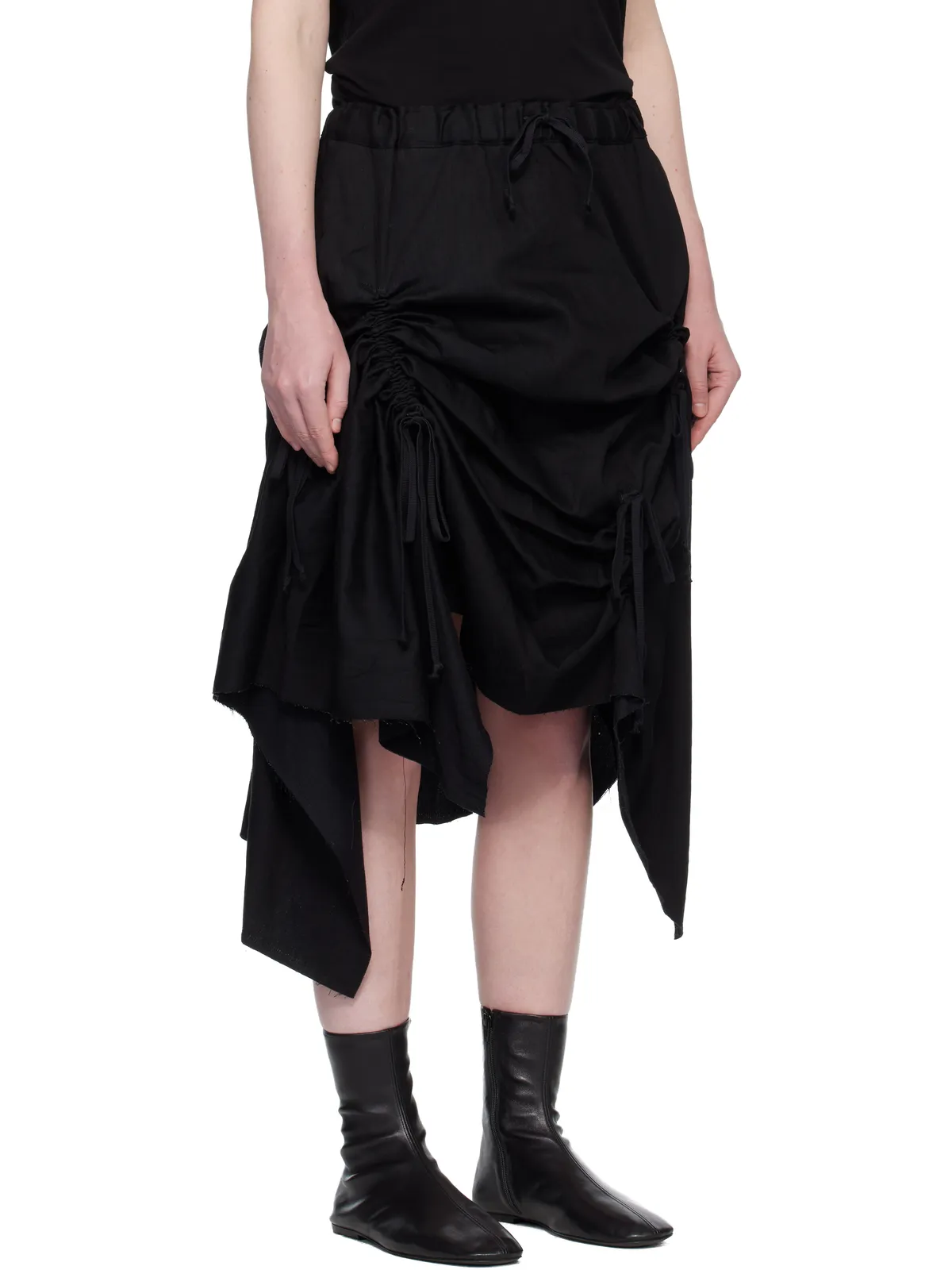 YOHJI YAMAMOTO Gathered デニム ミディアムスカート - 画像2