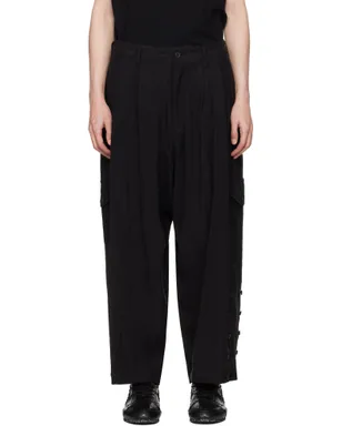 YOHJI YAMAMOTO ブラック Adjustable Hem カーゴパンツ - サムネイル1