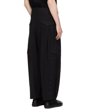 YOHJI YAMAMOTO ブラック Adjustable Hem カーゴパンツ - サムネイル3