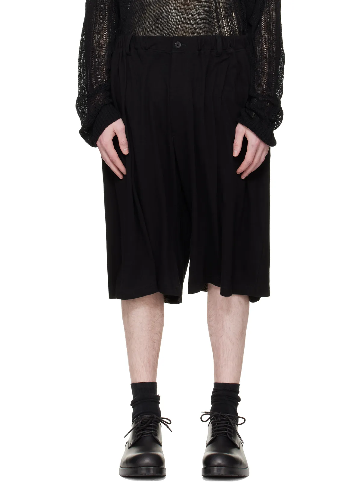 YOHJI YAMAMOTO コットン＆リネン ジャージ ショートパンツ - 画像1