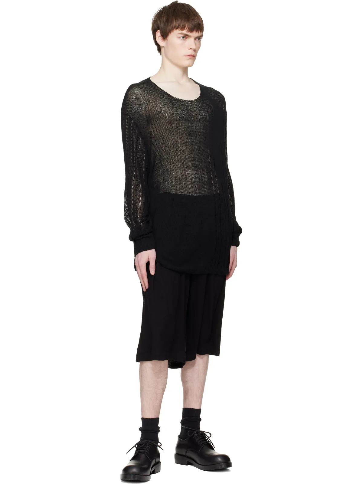 YOHJI YAMAMOTO コットン＆リネン ジャージ ショートパンツ - 画像4