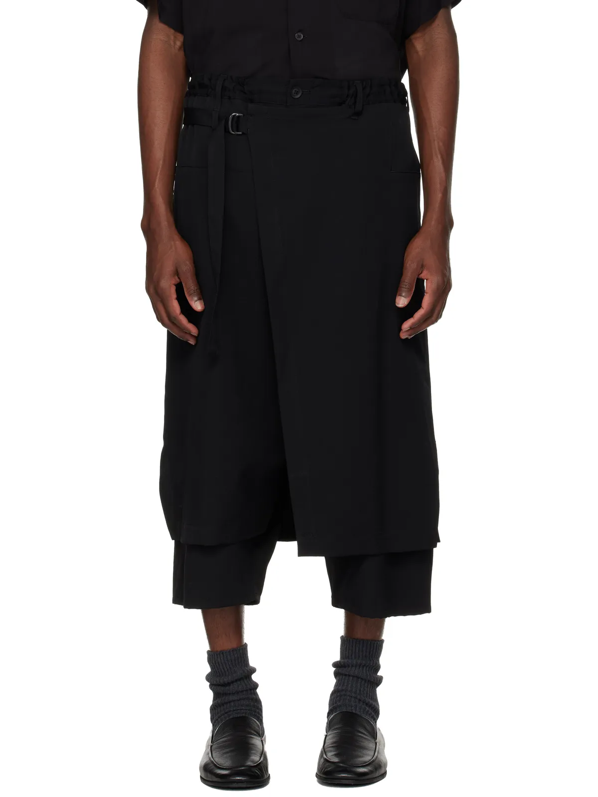 YOHJI YAMAMOTO Standard ウール ギャバジン ラップパンツ - 画像1