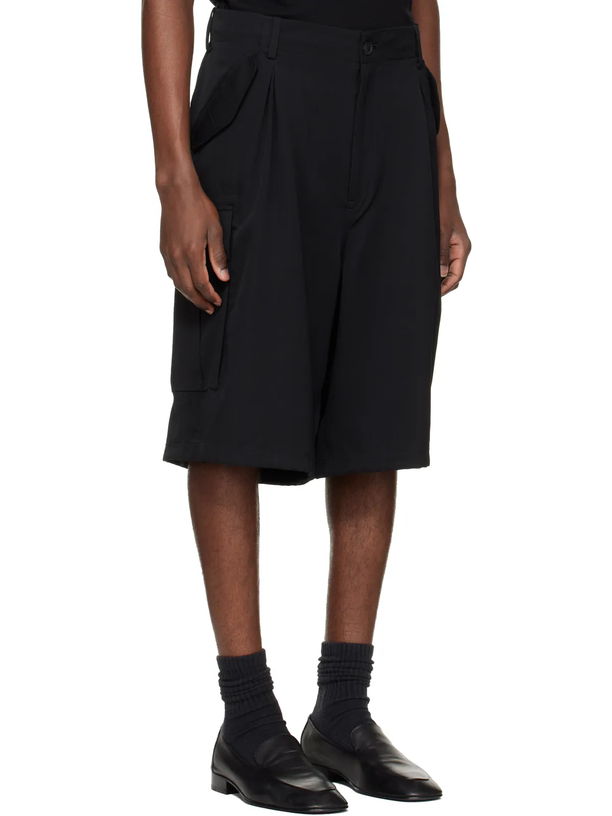YOHJI YAMAMOTO Side Pocket カーゴショートパンツ - 画像2