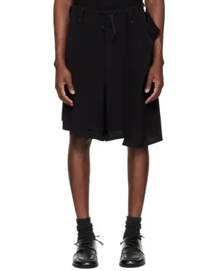 YOHJI YAMAMOTO TA Tuxedo Drape Panel Attached ショートパンツ - サムネイル1