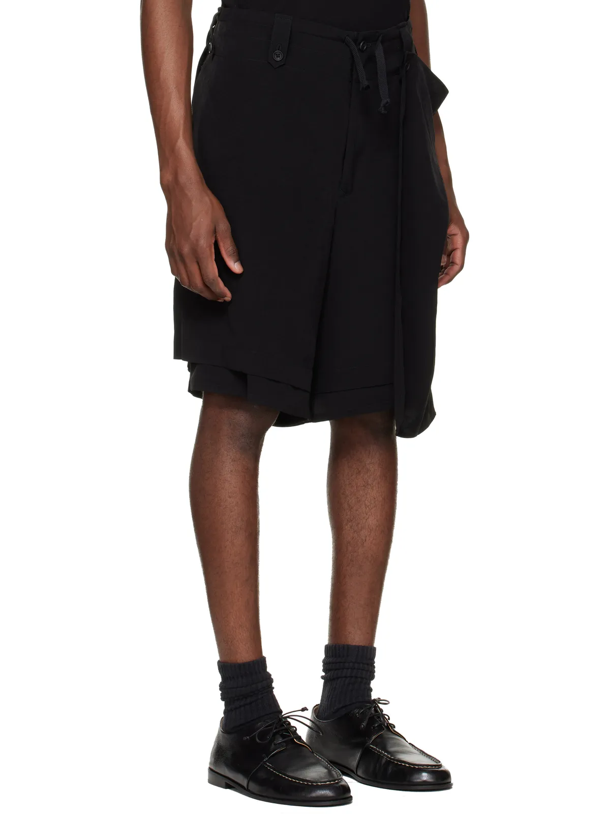 YOHJI YAMAMOTO TA Tuxedo Drape Panel Attached ショートパンツ - 画像2
