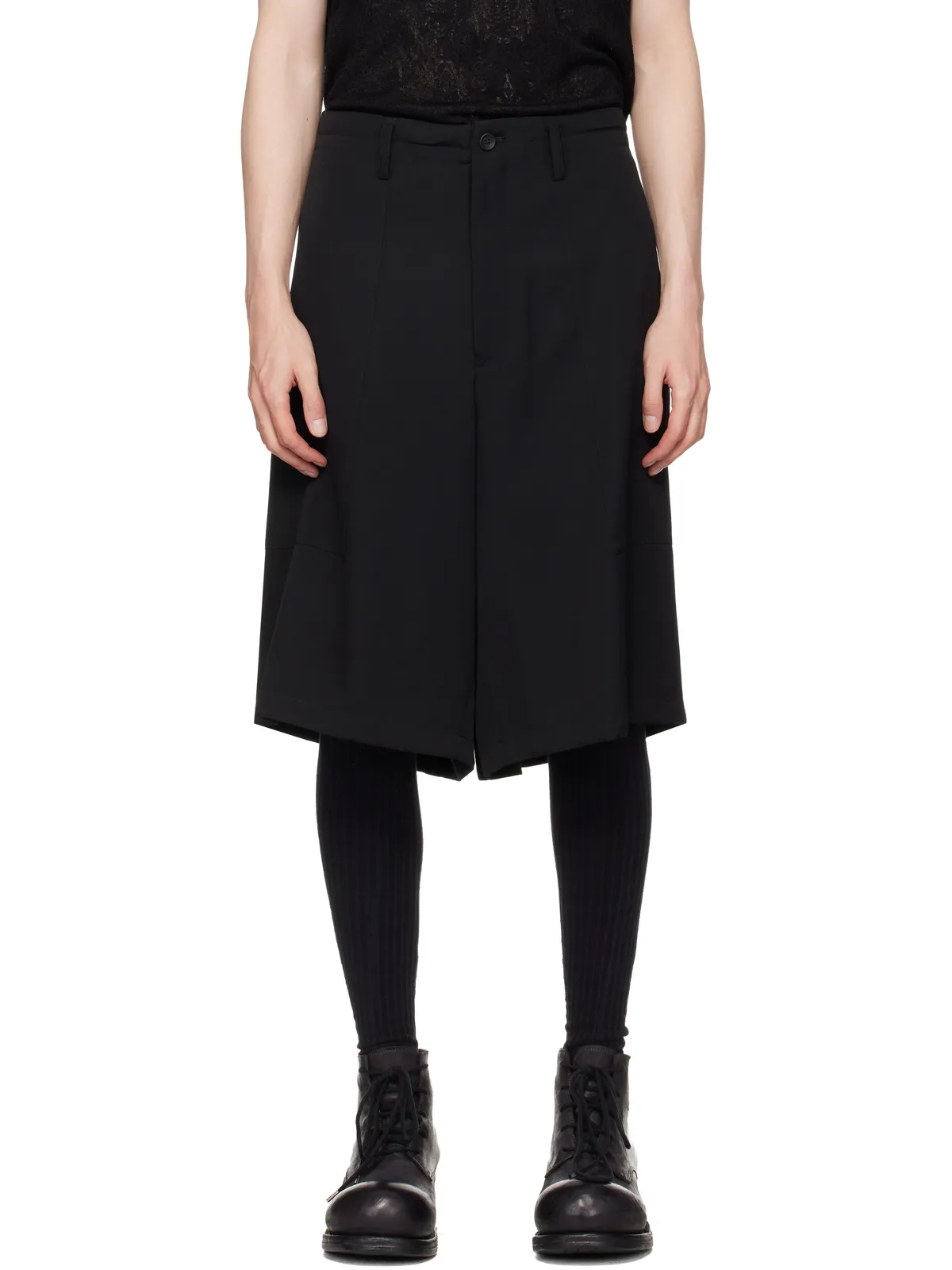 YOHJI YAMAMOTO St Pocket ウールギャバジン ショートパンツ - 画像1