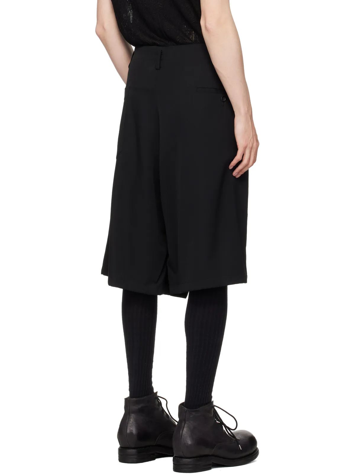 YOHJI YAMAMOTO St Pocket ウールギャバジン ショートパンツ - 画像3
