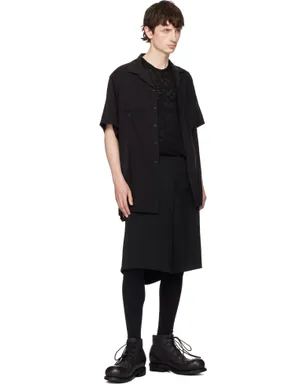 YOHJI YAMAMOTO St Pocket ウールギャバジン ショートパンツ - サムネイル4