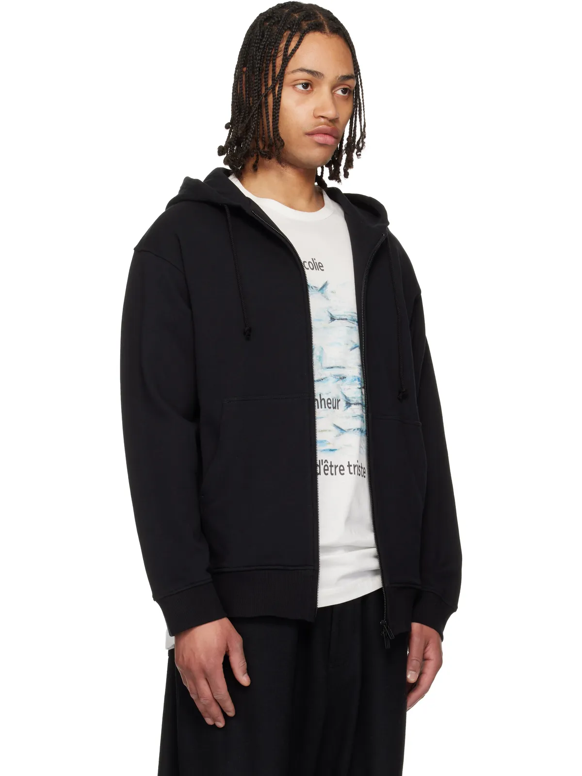 YOHJI YAMAMOTO 30/10 フレンチテリー ロゴ フーディ - 画像2