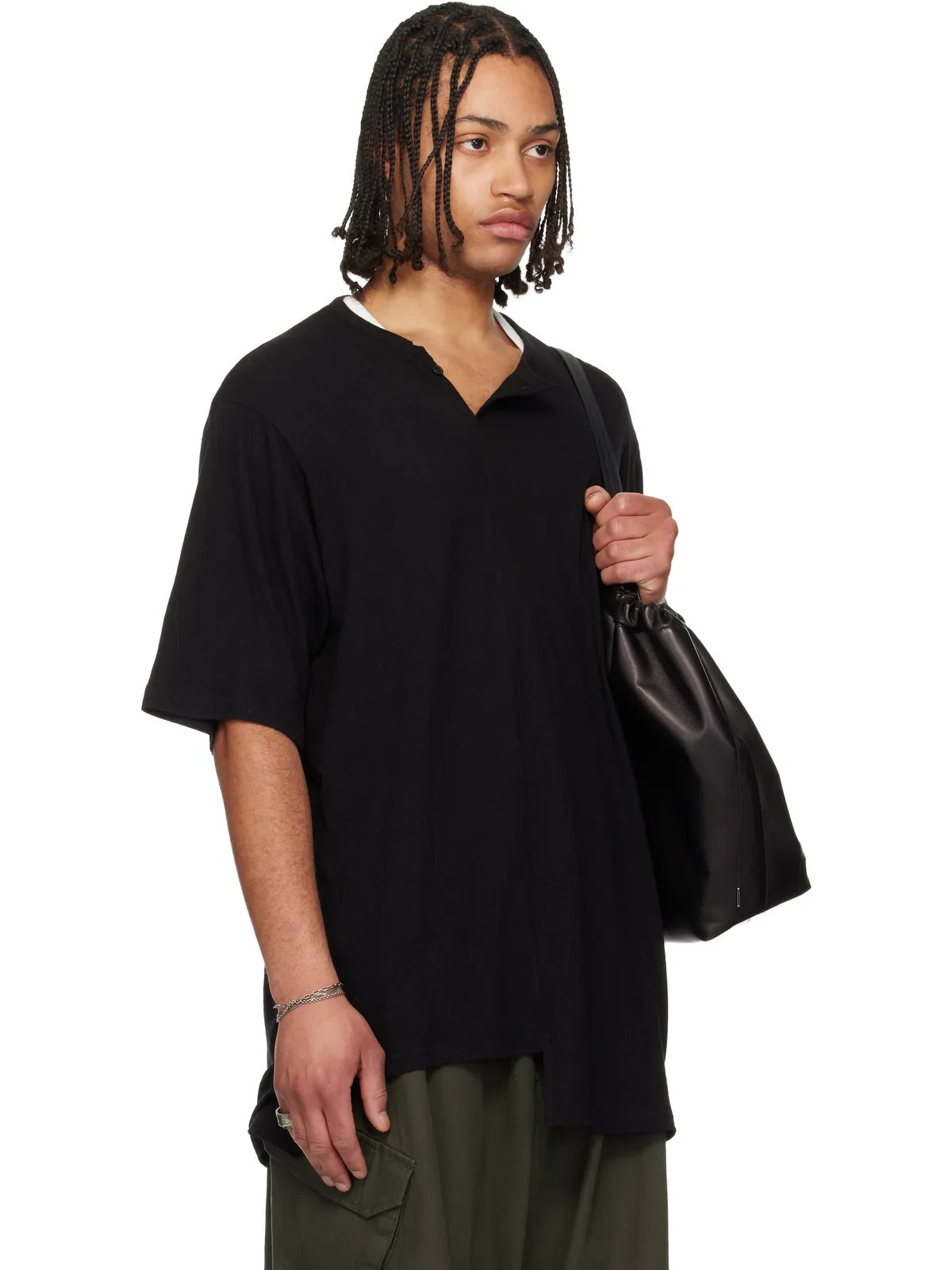 YOHJI YAMAMOTO パネル 半袖 ヘンリーネック - 画像2