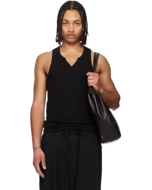 YOHJI YAMAMOTO Single Jersey Vネック タンクトップ - サムネイル1