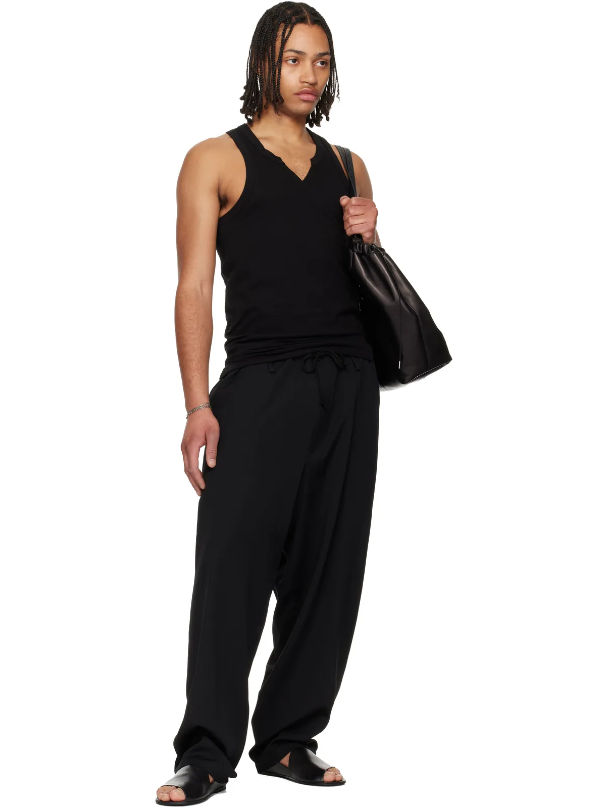 YOHJI YAMAMOTO Single Jersey Vネック タンクトップ - 画像4