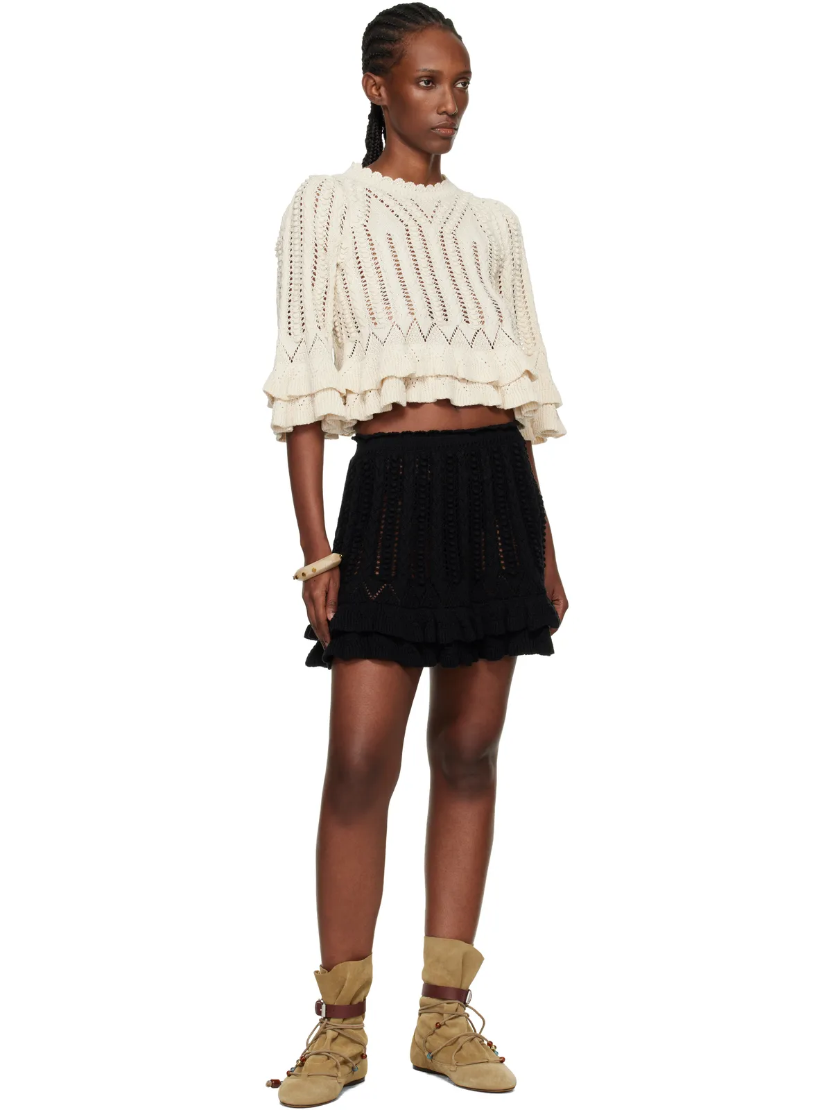 Isabel Marant Etoile Nelle Frilly コットンニット ミニスカート - 画像4