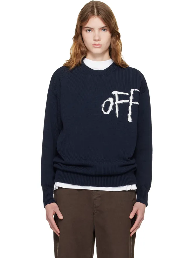 OFF-WHITE OFF-WHITE Bookish Shared Cotton Knit Crewneck セーターの商品画像
