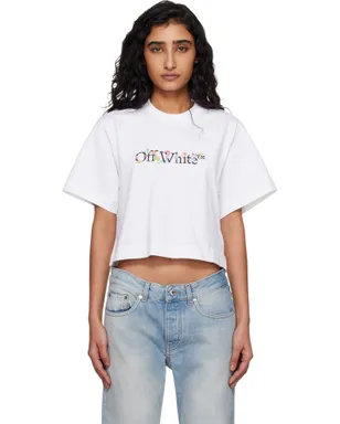 OFF-WHITE Bookish Glowing Flower Crop Tシャツ - サムネイル1