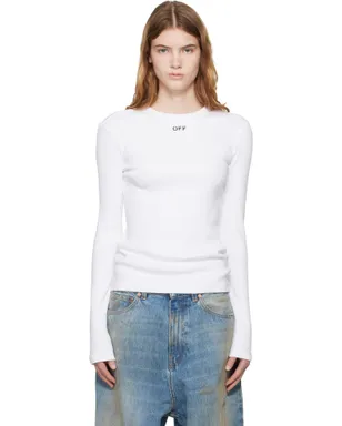OFF-WHITE 'OFF' Stamp Rib Long Sleeve Crew Tシャツ - サムネイル1