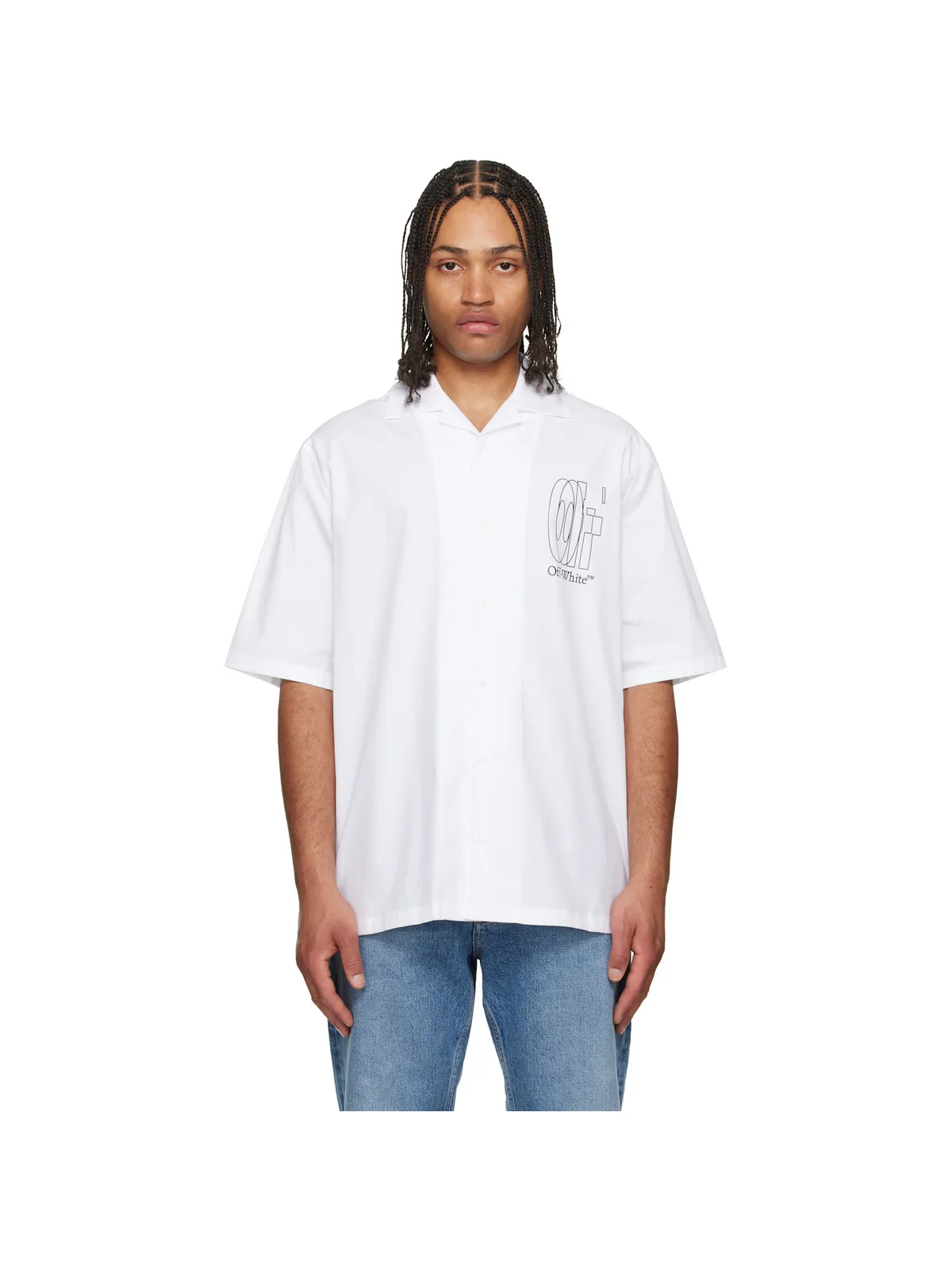 OFF-WHITE Outline Double Arrow ポプリン ボウリングシャツ - 画像1