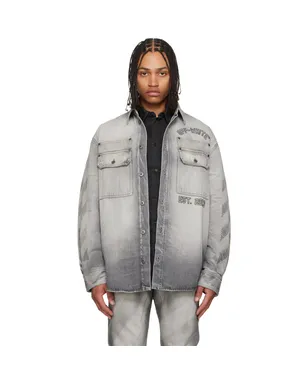 OFF-WHITE Diagonal Embroidered デニム ミリタリー オーバーシャツ - サムネイル1