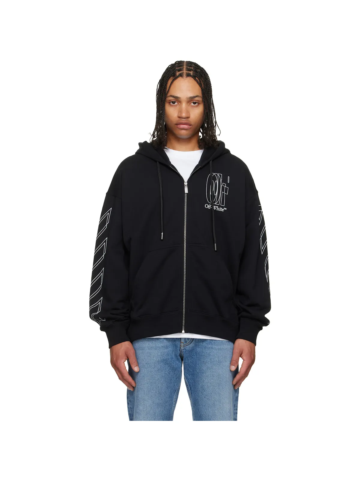 OFF-WHITE Outline Double Arrow Skate ジップフーディ - 画像1