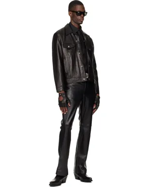 ERNEST W. BAKER Diamond スプレッドカラー レザージャケット - サムネイル4
