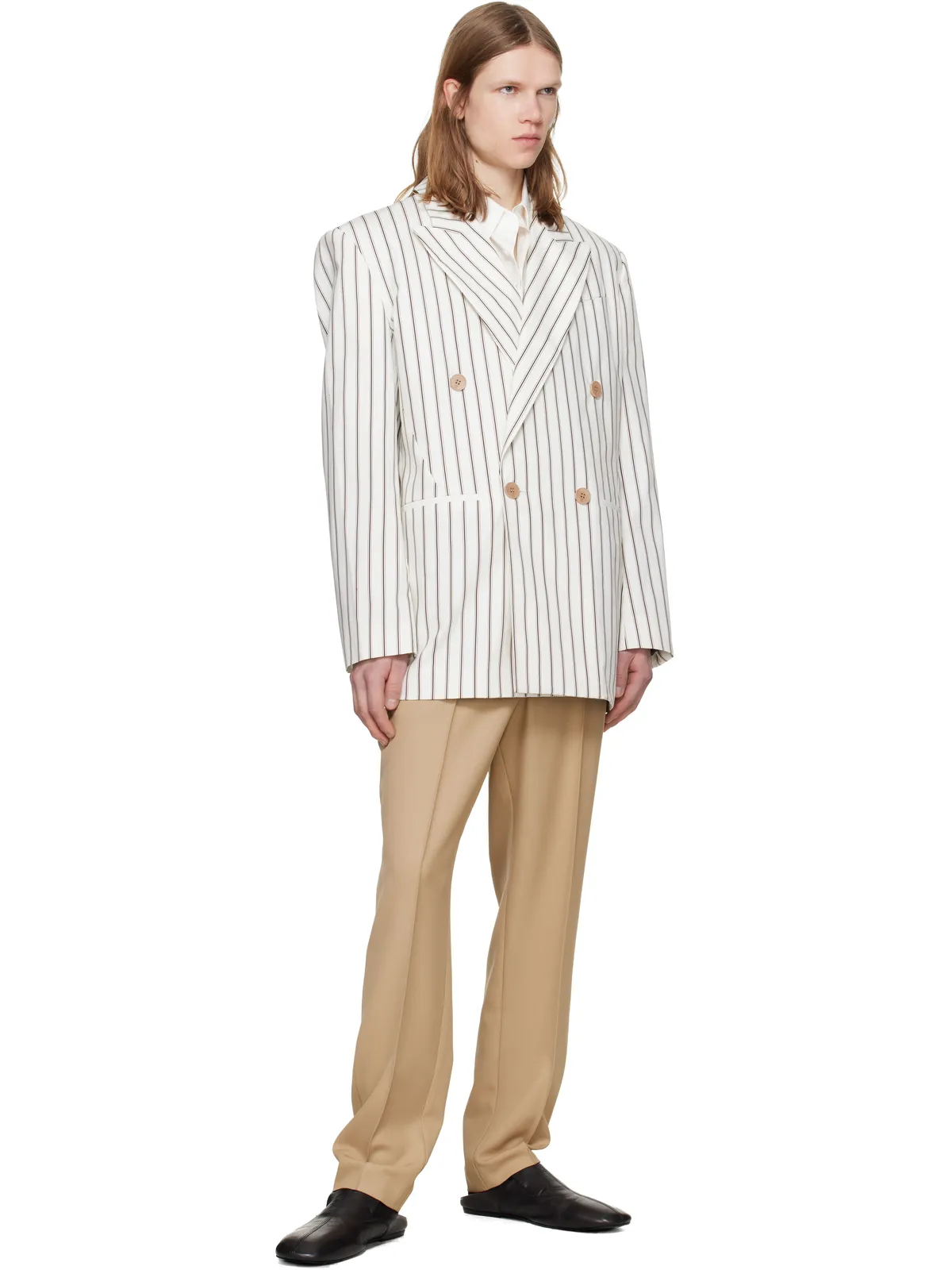 LGN Louis Gabriel Nouchi Straight Double-Breasted Striped テーラードジャケット - 画像4